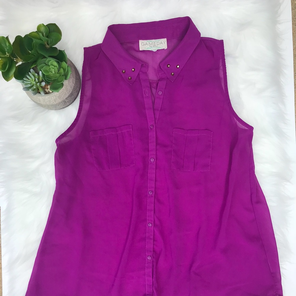 Gameday by Chloe Purple Sleeveless Blouse